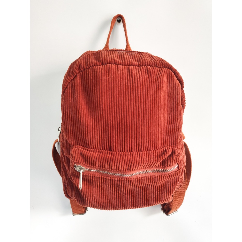 Mini Backpack Small Y2k Corduroy Rust Orange Boho Indie 90s Style Bag Academia